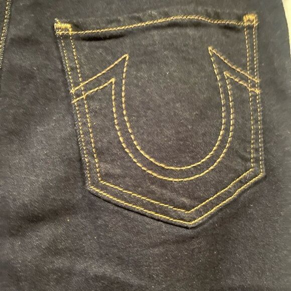 True Religion Jennie Curvy High Rise Skinny Size: W28 Color: Dark Blue Denim - Picture 6 of 13